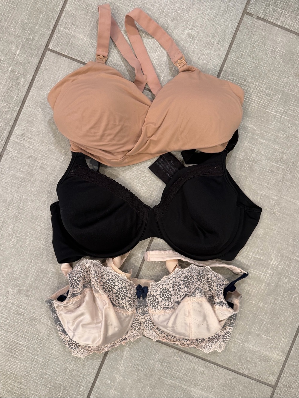 Nursing Nude, Black & Lace Support Bras - Multipack
